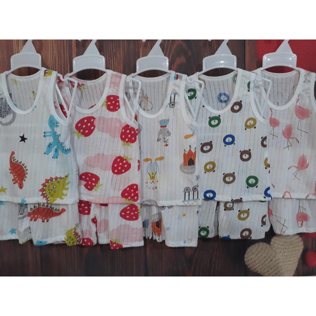 Bộ quần áo trẻ em cotton giấy ba lỗ, đồ bộ bé gái bé trai hàng Việt Nam chất lượng cao