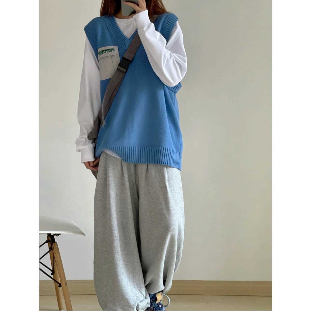 Women's spring and autumn Korean new three piece suit vest LONG SLEEVE student loose casual Leggings two piece suit