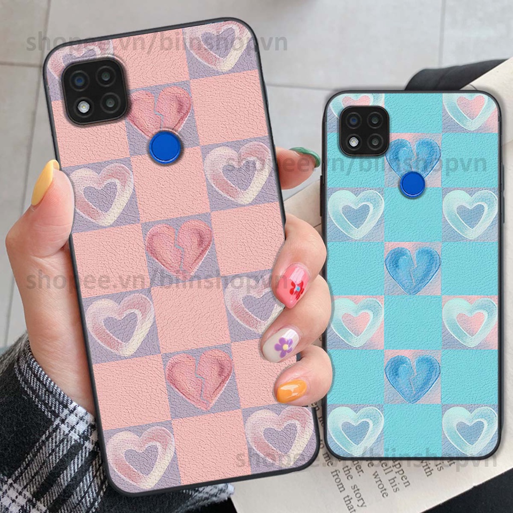 Ốp Xiaomi Redmi 9C caro trái tim nhiều màu sắc, đầy cá tính, khẳng định phong cách