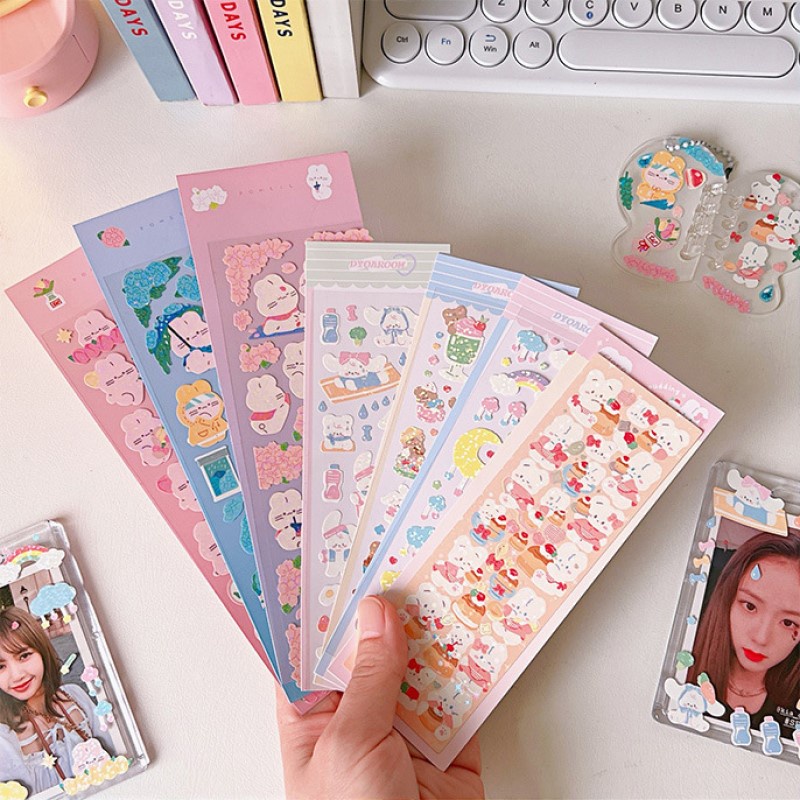 Sticker Dán Trang Trí Sổ Tay Hình Gấu Hoạt Hình Dễ Thương DIY