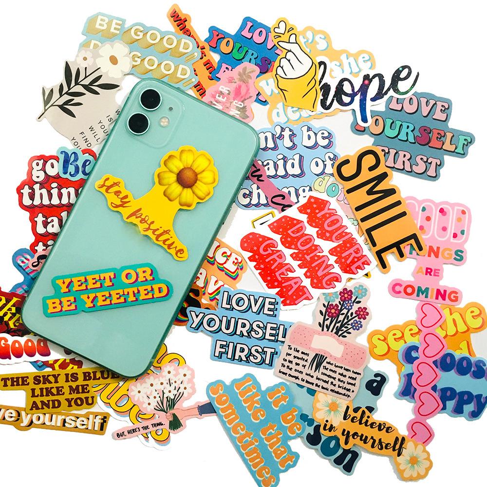 Sticker Chữ Cái Nổi Tiếng 1 Màu Sắc Dùng Để Trang Trí Sổ Tay DIY