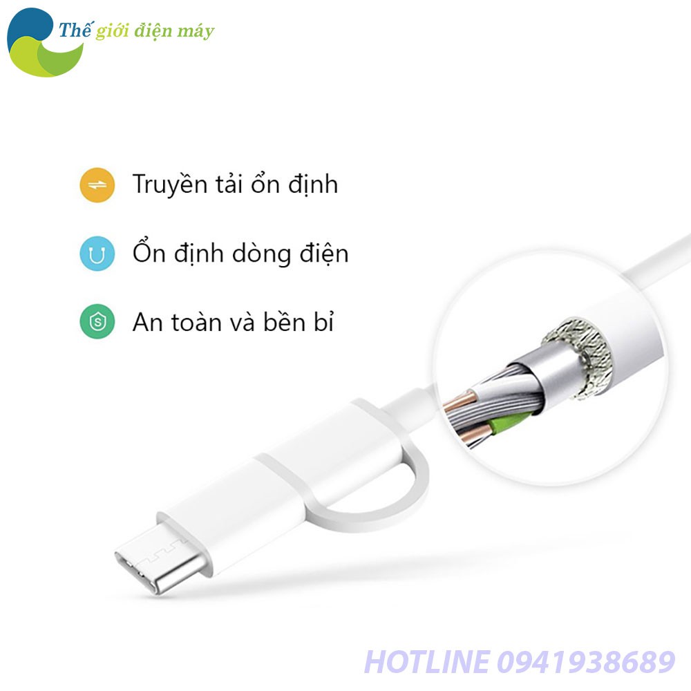 Cáp sạc 2 trong 1 Type-C và Micro Xiaomi ZMI AL511 (30cm)/ AL501 (1M) - Shop Thế Giới ĐIện Máy