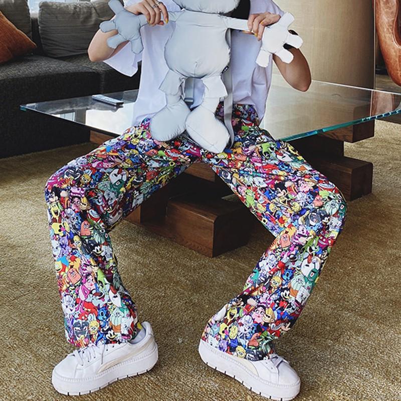 Quần Dài Lưng Thun Ống Rộng In Hoạ Tiết Hoạt Hình Pc Hip Hop Hop | BigBuy360 - bigbuy360.vn