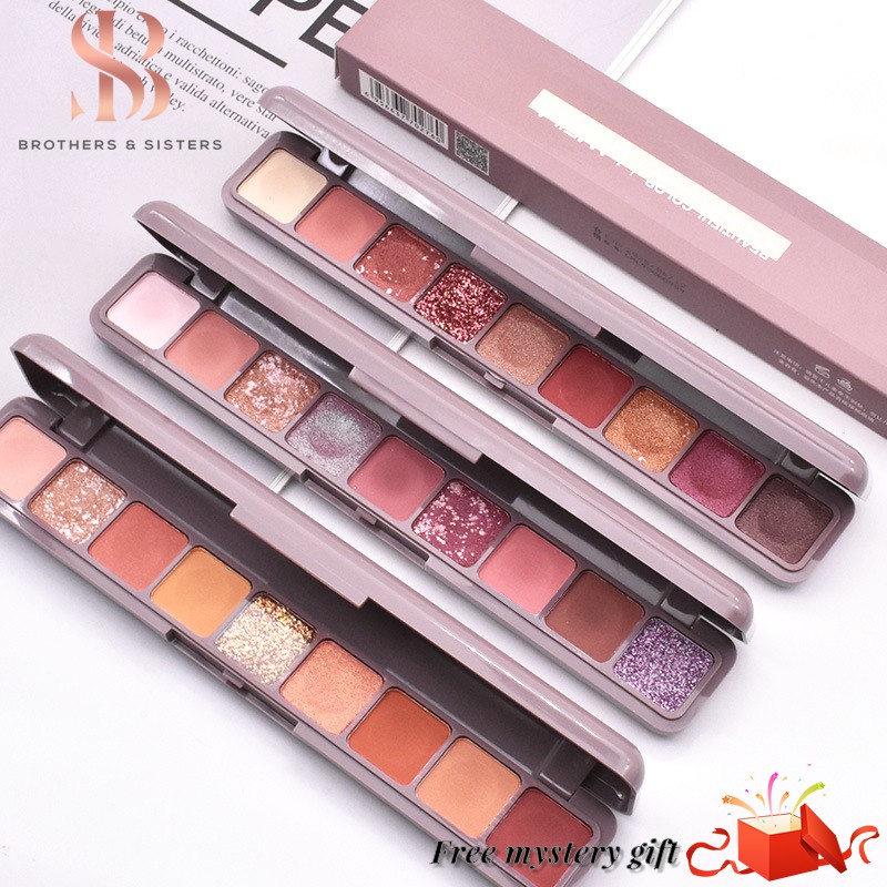 Bảng phấn mắt SUAKE DERF 9 màu lì và ánh nhũ kết hợp trang điểm kháng nước lâu trôi