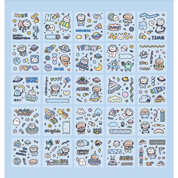 [sticker] LẺ 1 TẤM - Hình dán Thỏ vũ trụ - trang trí Bullet Journals, laptop, máy tính, mỹ thuật sáng tạo …