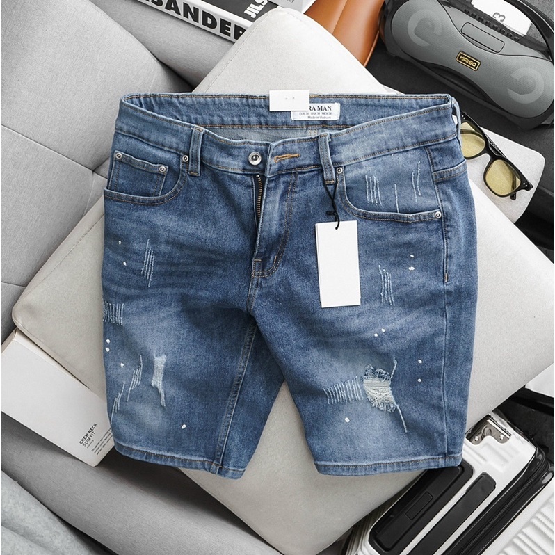 Quần Short Jean Nam vẩy sơn co giãn Hàng chuẩn xịn