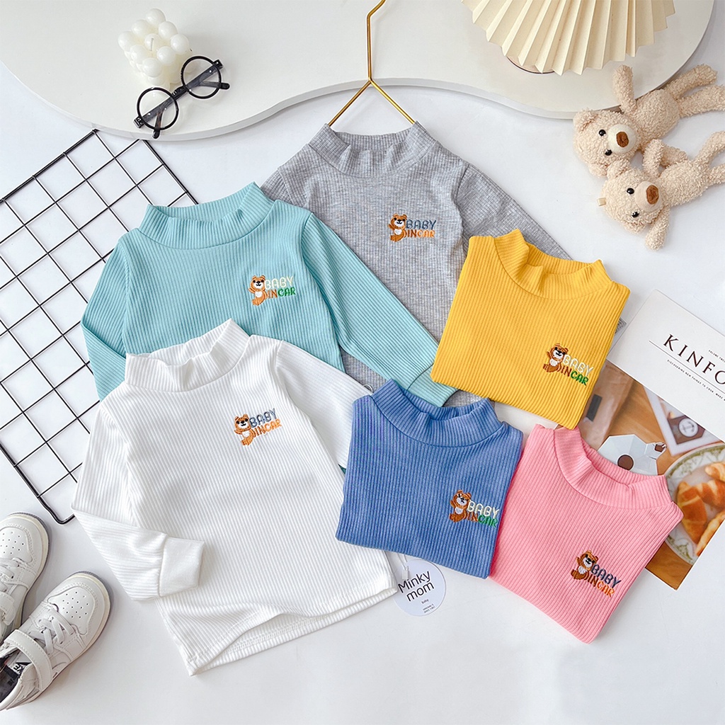 Áo giữ nhiệt cổ cao dài tay cho bé trai bé gái chất len gân LILIKIDS AP19