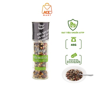 Tiêu ngũ sắc Vipep , vị thơm cay đa dạng, nắp cối xay tiện lợi 45g