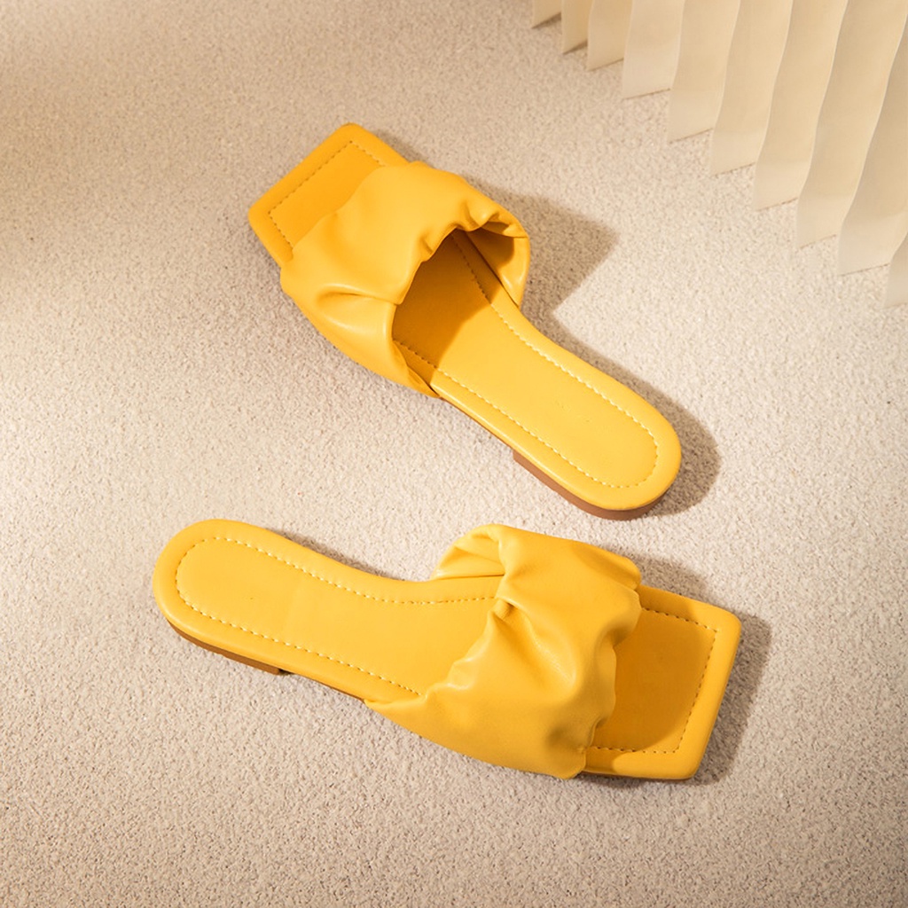 Dép bệt nữ quai nhún mũi vuông thời trang DILY cao 1cm_ AA0327