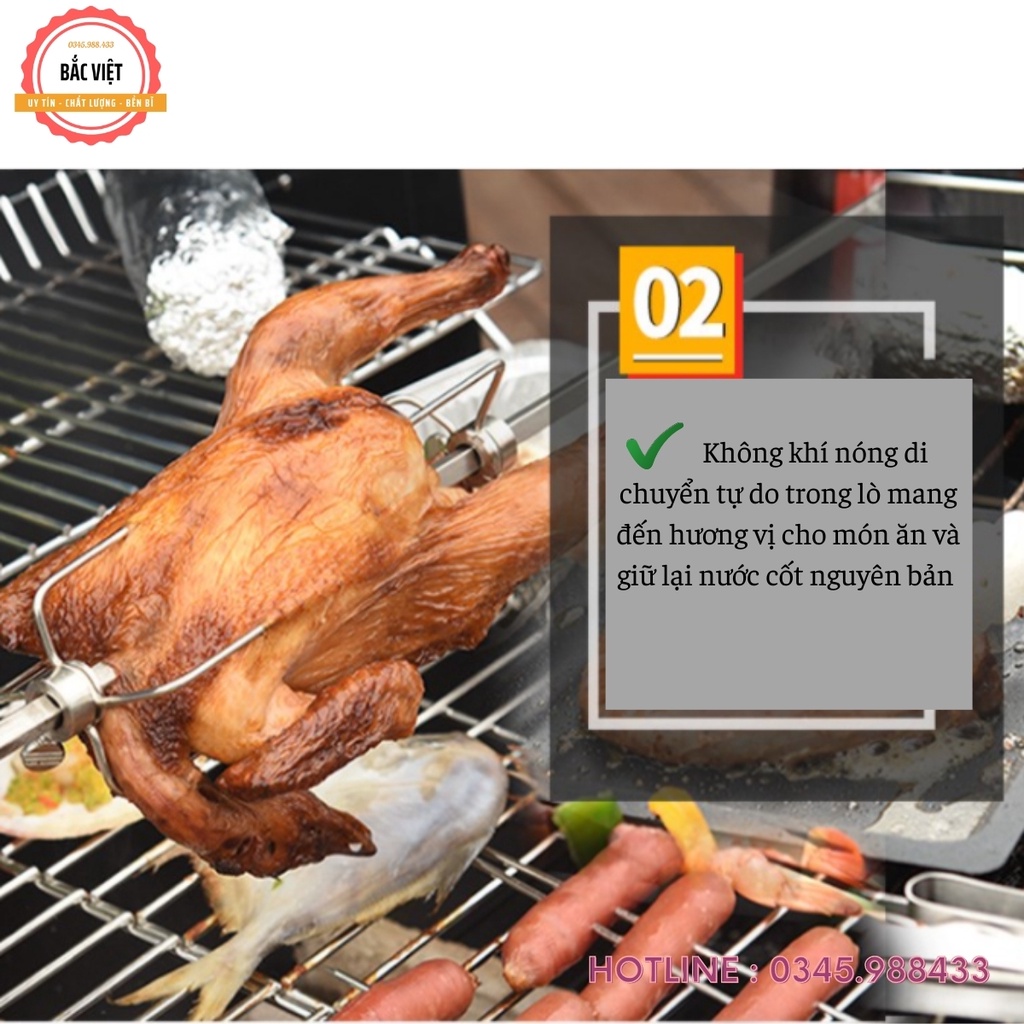 Bếp nướng than hoa ngoài trời có nắp đậy, có tay đẩy,có moto quay BB-05
