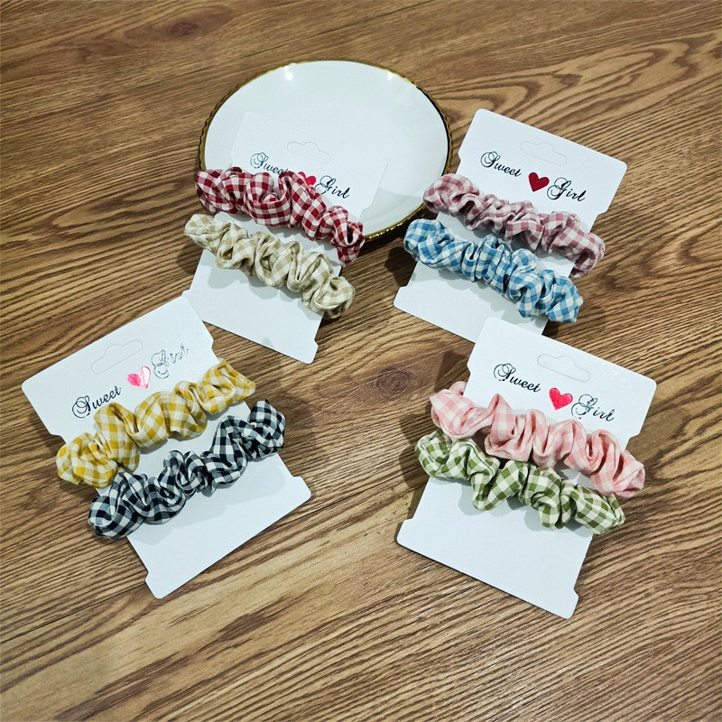 Dây buộc tóc scrunchie kẻ caro thời trang sắc màu