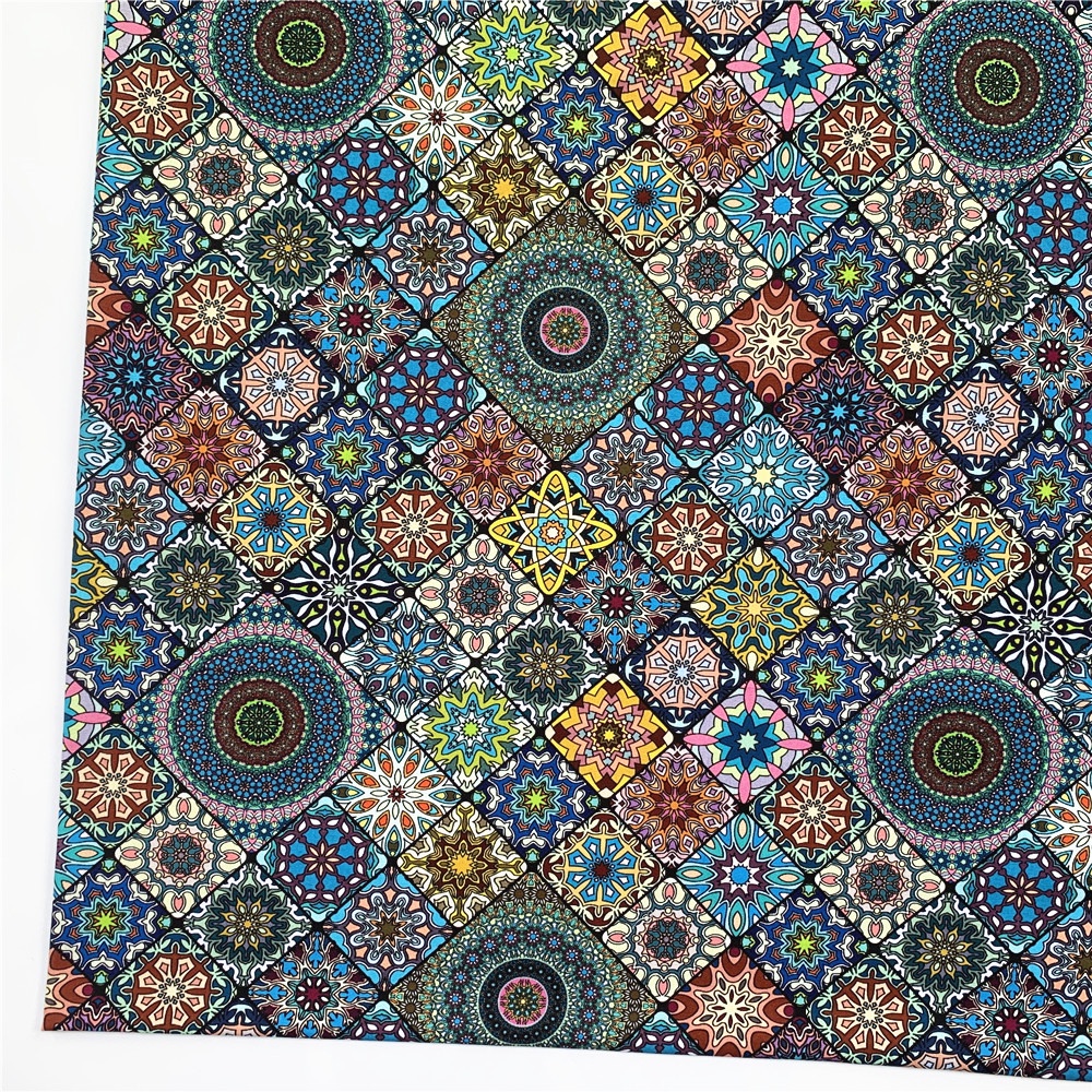 Vải 100% Cotton Họa Tiết Mandala Phong Cách Bohemian Cổ Điển