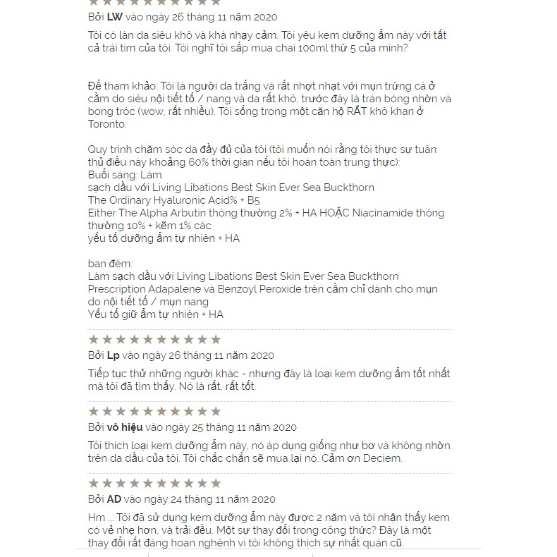 The Ordinary Natural Moisturizing Factors + HA 100ml kem dưỡng ẩm nhẹ