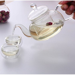 Ấm pha trà thủy tinh quai tròn 600ml