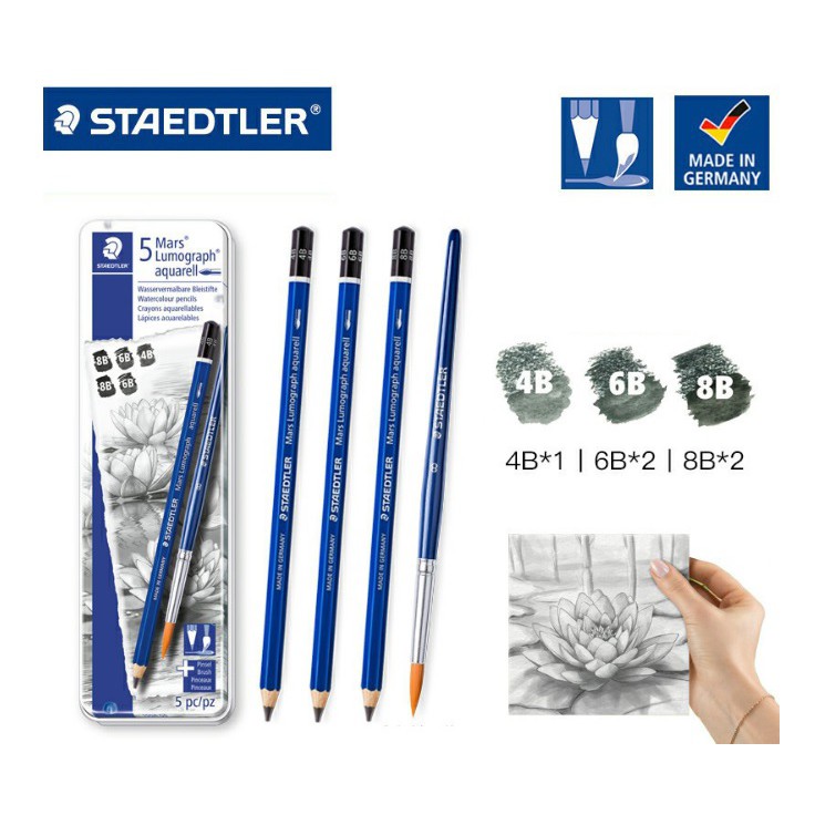 Set 5 cây chì nước Staedtler 5 Mars Lumograph Aquarell