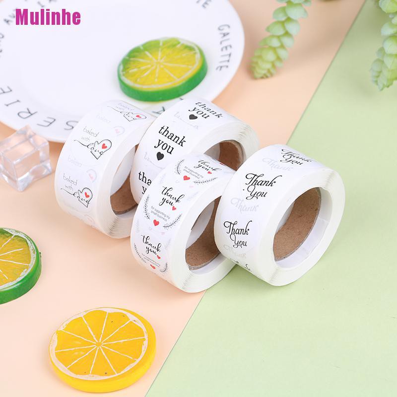 Cuộn 500 Nhãn Dán Niêm Phong Bao Bì Hình Tròn In Chữ THANK YOU Độc Đáo Tiện Dụng