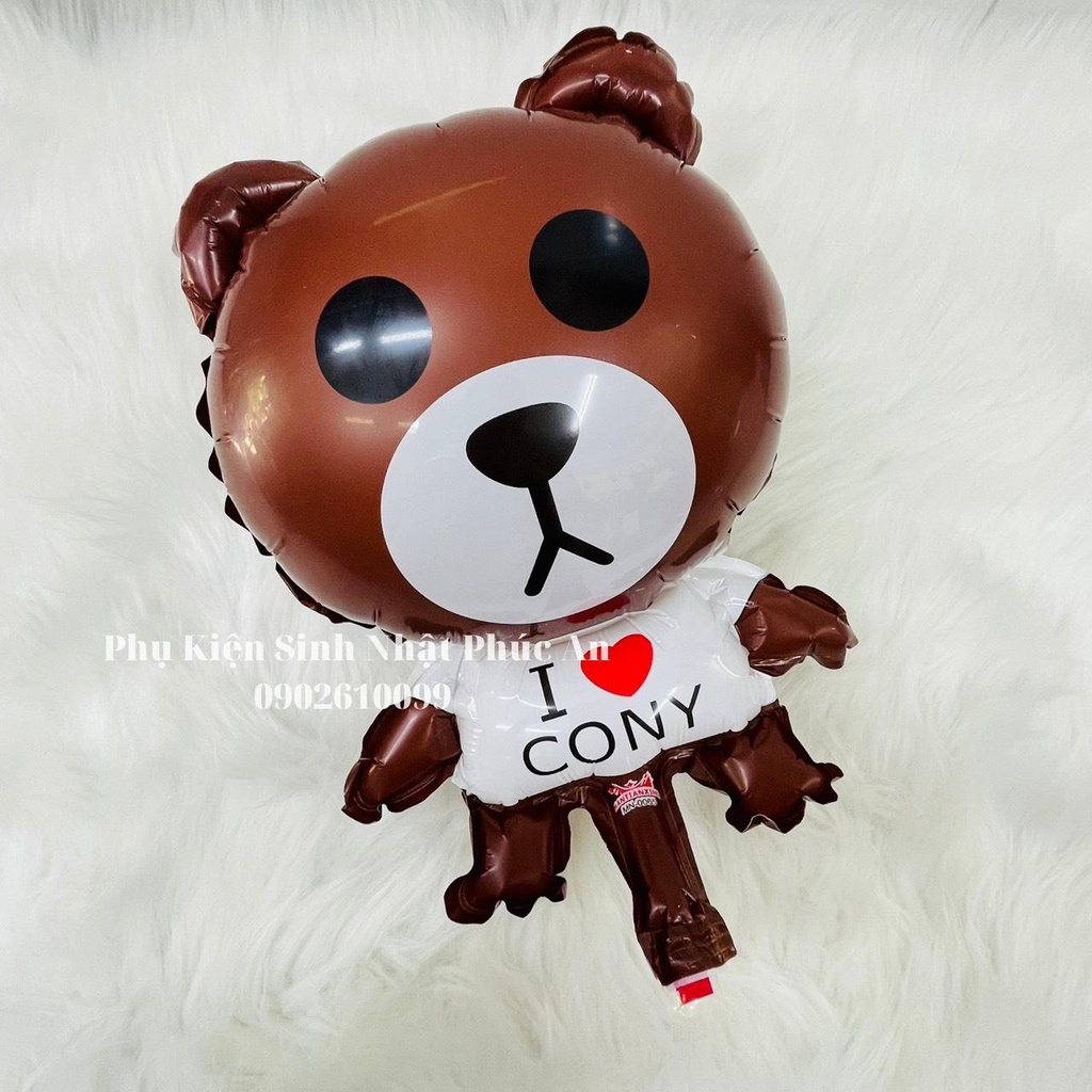 Bóng kiếng nhôm 40cm gấu nâu gấu trắng dễ thương trang trí sinh nhật happy birthday