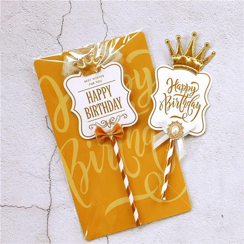 Phụ Kiện Trang Trí Bánh Kem Sinh Nhật Hình Vương Miện Màu Trắng Đen