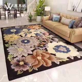 Thảm lv mặt trên chất nhung tuyết mềm mịn mặt dưới có các hạt cao su giúp bám dính mặt sàn k lo bị trơn trượt,thảm dầy .