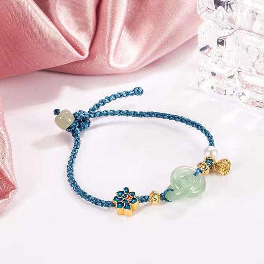 Vòng Đeo Tay Hai Mặt Họa Tiết Hoa Sen Phong Cách Trung Hoa Thanh Lịch Dành Cho Nữ