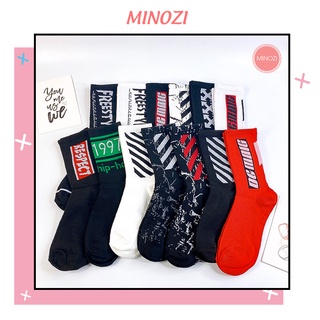 Tất Nam Nữ Off White Cổ Cao-Vớ Tia Điện GIÁ HỦY DIỆT MTN07