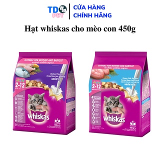 Thức ăn hạt whiskas mèo con vị cá biển cá thu gói 450g TDPET