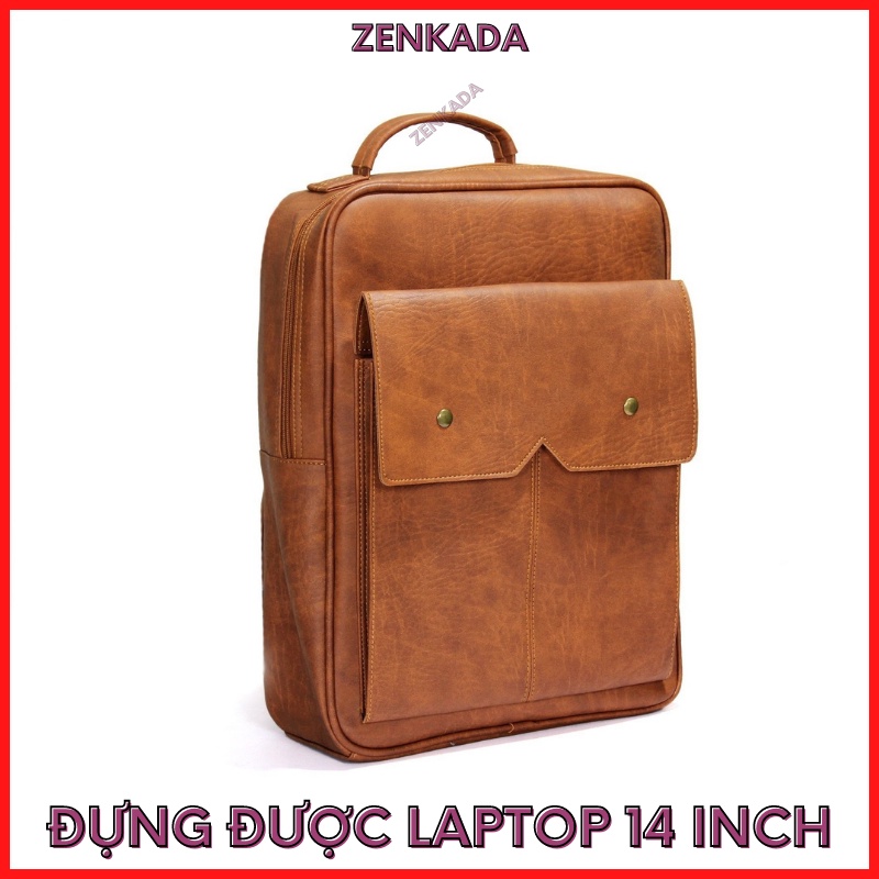 Balo đựng laptop với nhiều ngăn tiện dụng, ba lô da Zenka phong cách thanh lịch và sang trọng_ZBL01_2 | BigBuy360 - bigbuy360.vn