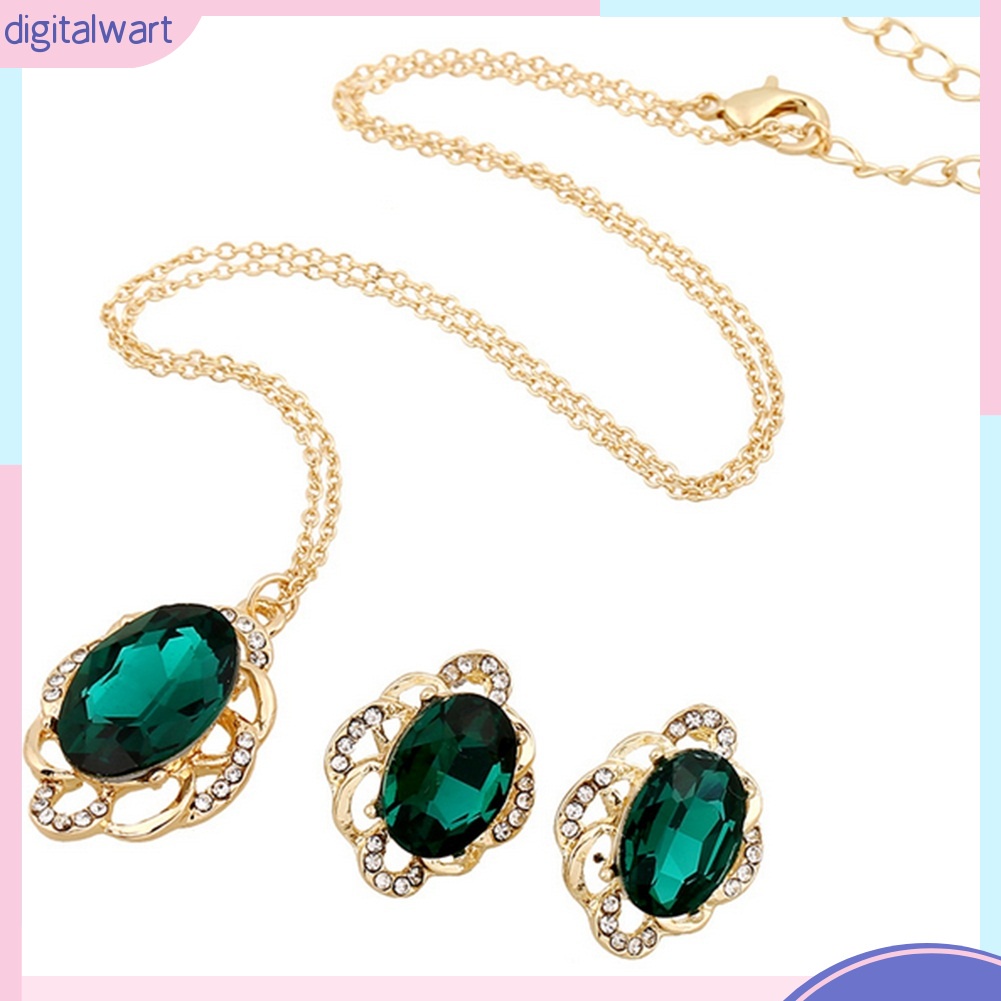 Bộ dây chuyền và bông tai đính đá thiết kế sang trọng dành cho nữ