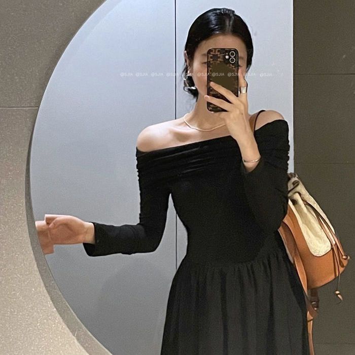 Đầm COZOKC dài tay trễ vai thiết kế mỏng quyến rũ thời trang