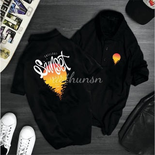 (aothunsn) Áo thun cổ trụ cổ bâu polo SUNSET (VẢI DA CÁ)
