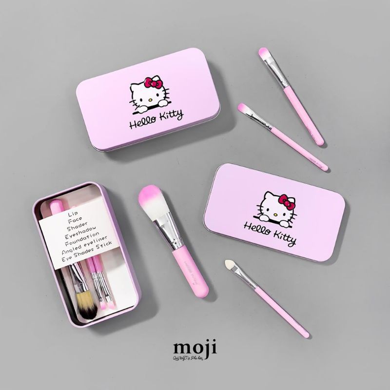 Bộ Cọ Makeup Hello Kitty Hộp Thiếc Mini Siêu Tiện Lợi