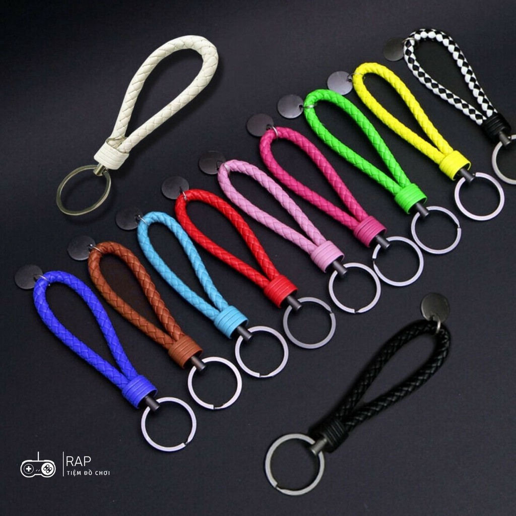 Móc gắn chìa khóa xe máy xe ô tô nhiều màu sắc làm bằng da PU - Rap
