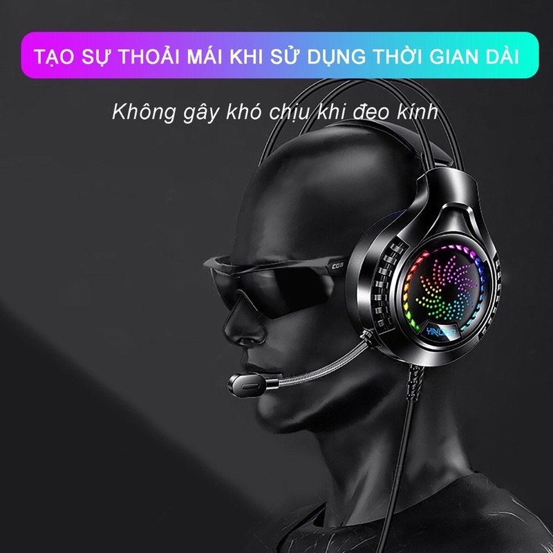 Tai Nghe Chụp Tai Gaming LED RGB YINDIAO Q7 Có Mix Dùng Cho Máy Tính Laptop Điện Thoại Có 3 Màu Trắng Đen Hồng