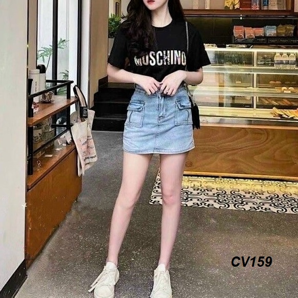 Chân váy jeans co giãn có lót quần dáng A CV159