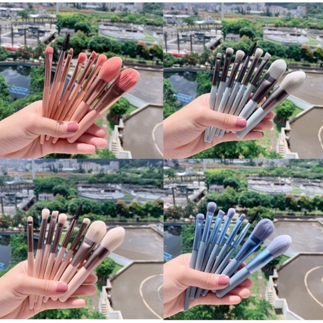 Cọ trang điểm make up cá nhân 8 món đầu lông mềm mại màu Pastel kèm túi Zip 🍀Clovershop68🍀