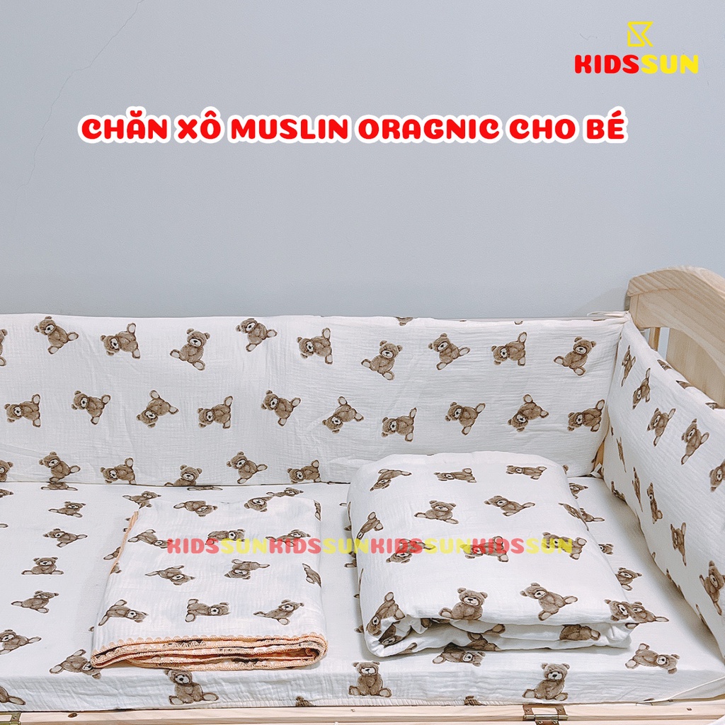 Chăn Thu Hè Và Đông Xuân Cao Cấp Cho Bé Kidssun Chất Liệu Vải Xô MusLin Oragnic Mềm Mịn Thoáng Khí