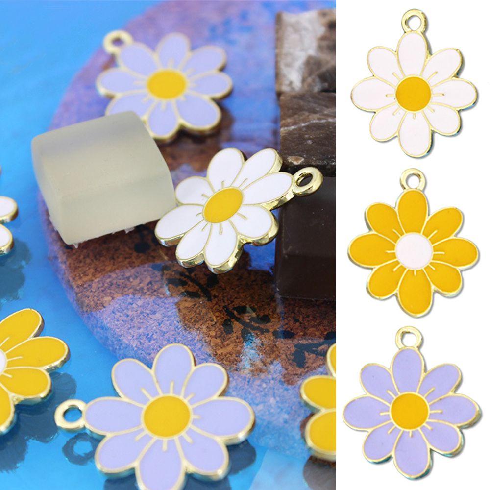Set 10 Mặt Vòng cổ Hình Hoa Cúc Tráng Men Thủ Công DIY