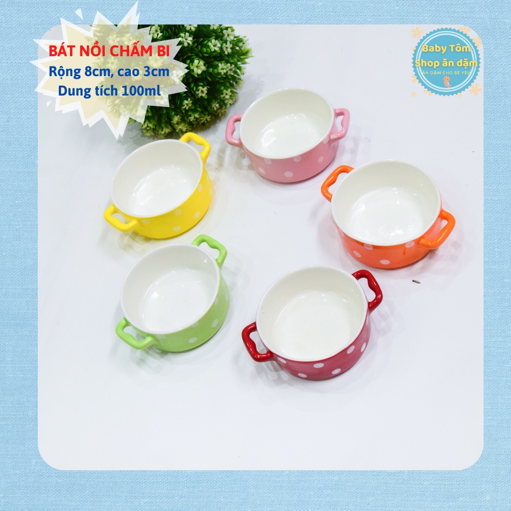 Bát gốm sứ ăn dặm hình Nồi chấm bi dung tích 100ml, Baby Tôm