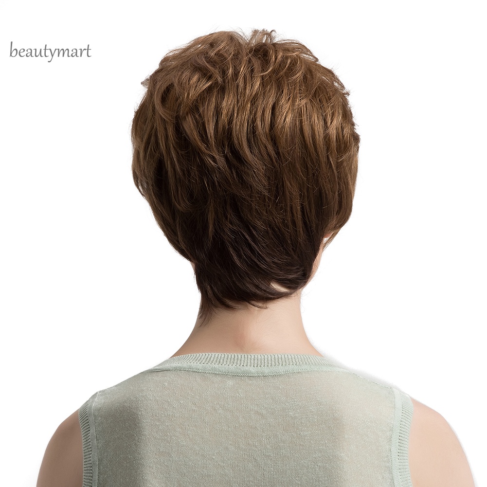 Tóc giả ngắn xoăn màu nâu thời trang cho nữ