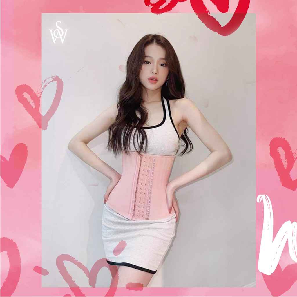 Gen Nịt Bụng Sau Phẫu Thuật Hút Mỡ - Latex Định Hình Eo Lolita Hồng 27 Xương WSTORE - Chính Hãng Latex By W.STORE