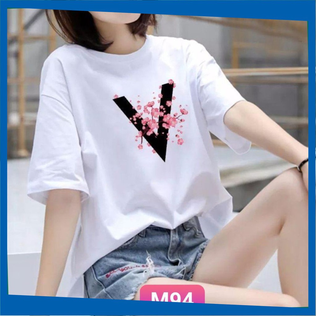 Áo Thun Trắng Nữ 🔴FREESHIP🔴 Áo phông nữ thun cotton, mịn, mát, sành điệu in chữ V MS M94 | BigBuy360 - bigbuy360.vn