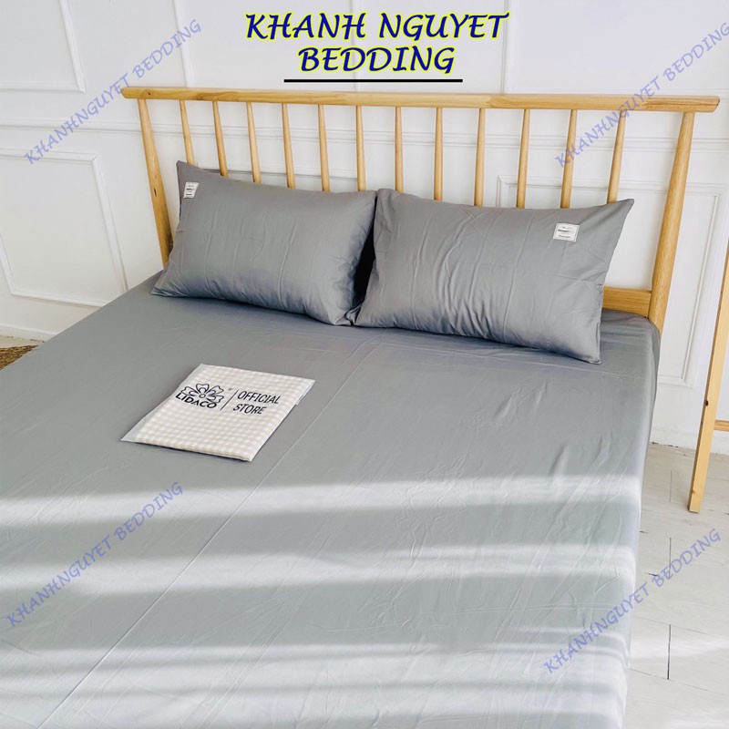 Bộ ga giường cotton tici K'home drap giường kèm 2 áo gối nằm 1 màu đơn sắc đủ mọi size nệm