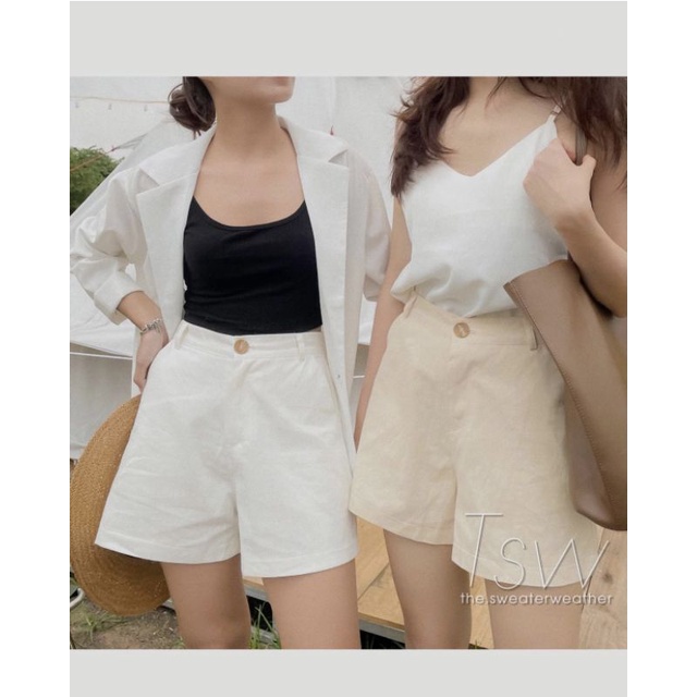 Quần Short Thô Trơn Mỏng Cạp Cao Thời Trang Năng Động -6006
