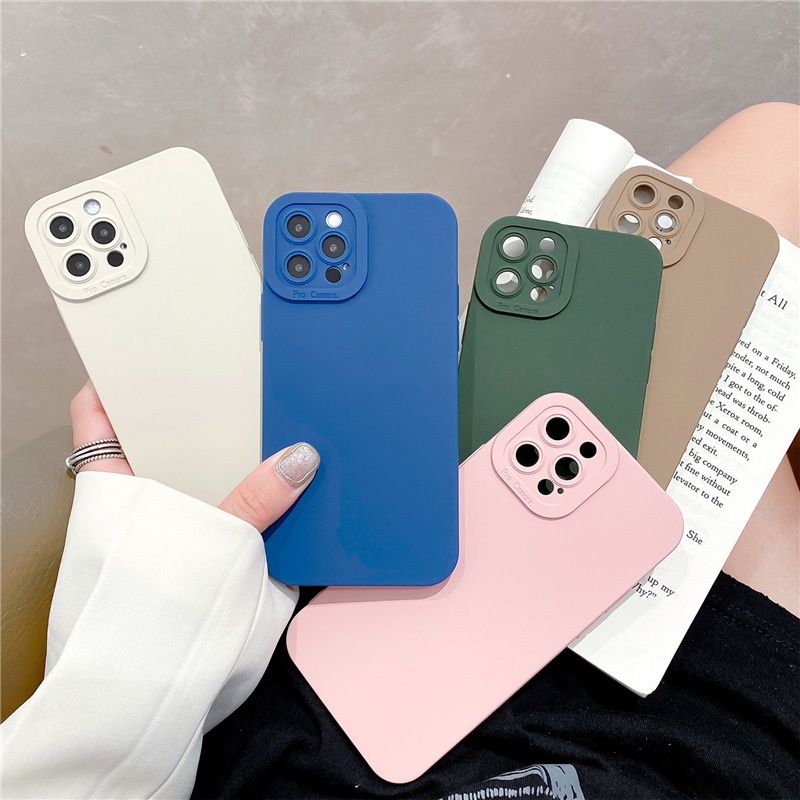 Ốp điện thoại viền vuông màu trơn chống sốc cho IPHONE 11 PRO X XS MAX 7 8 6 6S PLUS SE2 SE 2020