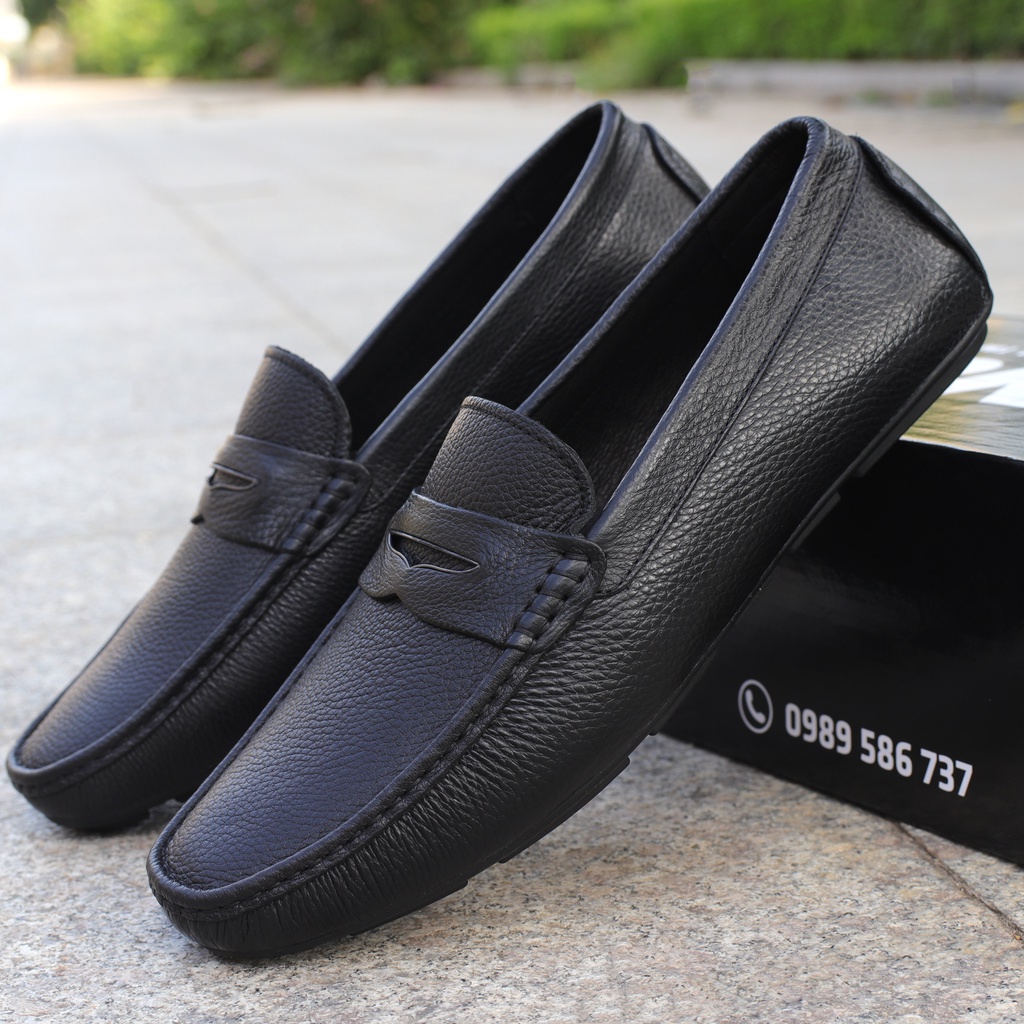 Giày lười nam da bò đẹp, giày mọi đế cao su mềm êm - HT.NeO2738