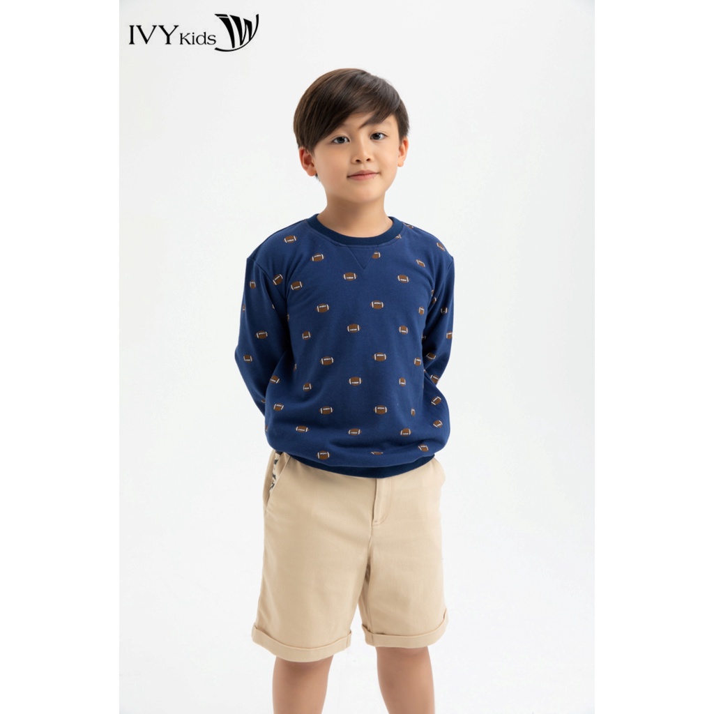 Áo thun họa tiết cổ bo bé trai IVY moda MS 58K1155