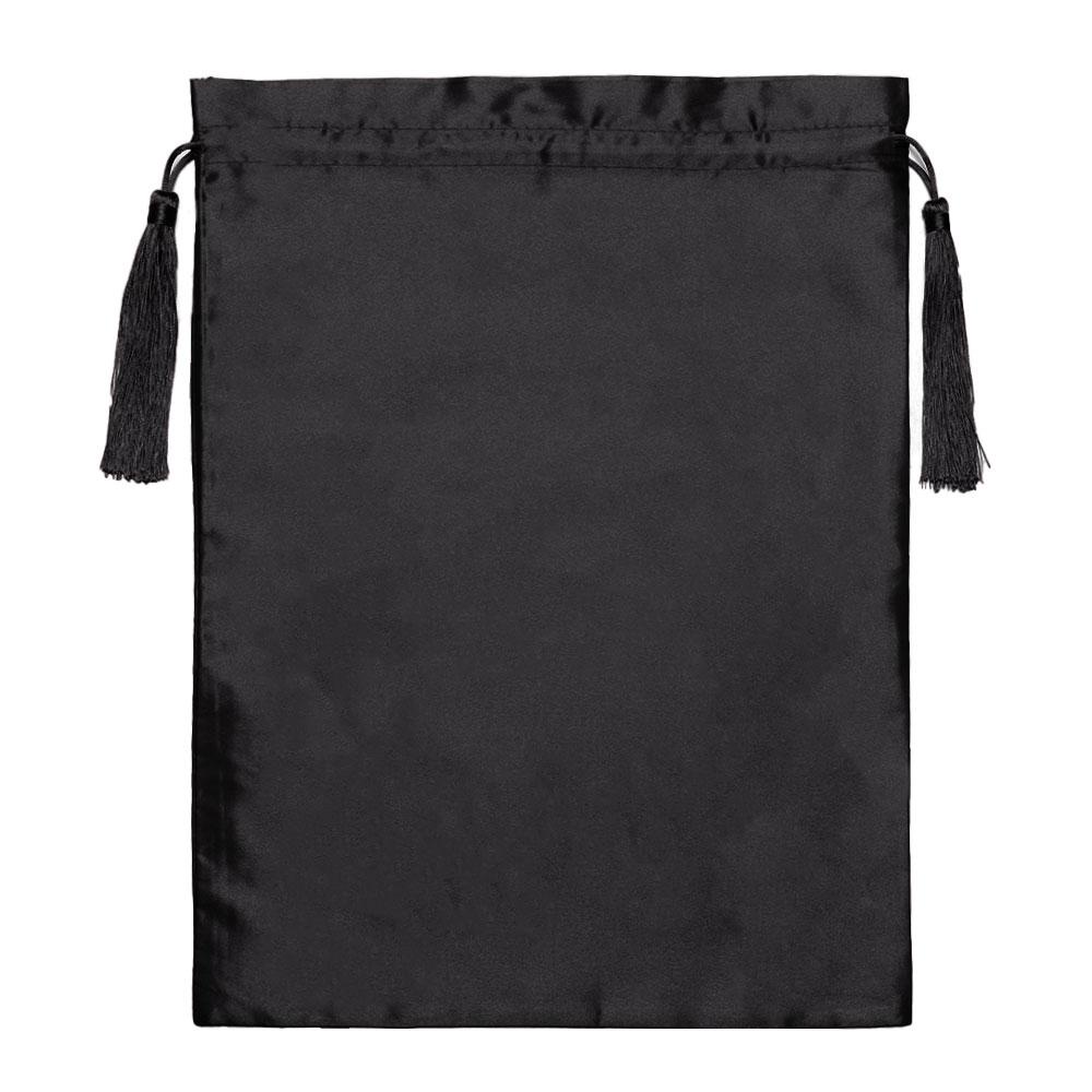 Túi Đựng Tóc Giả Cỡ Lớn Bằng Lụa Satin Màu Đen Có Dây Rút Đa Năng