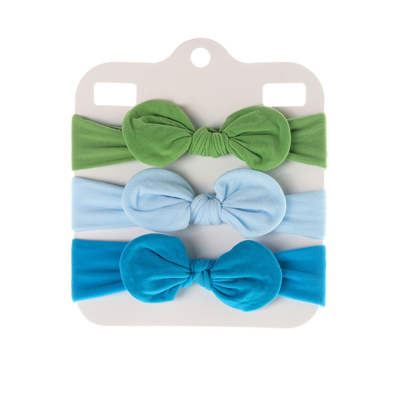 Set 3 Băng Đô Nơ Bằng Nylon Mềm Co Giãn Màu Trơn Dành Cho Bé Gái