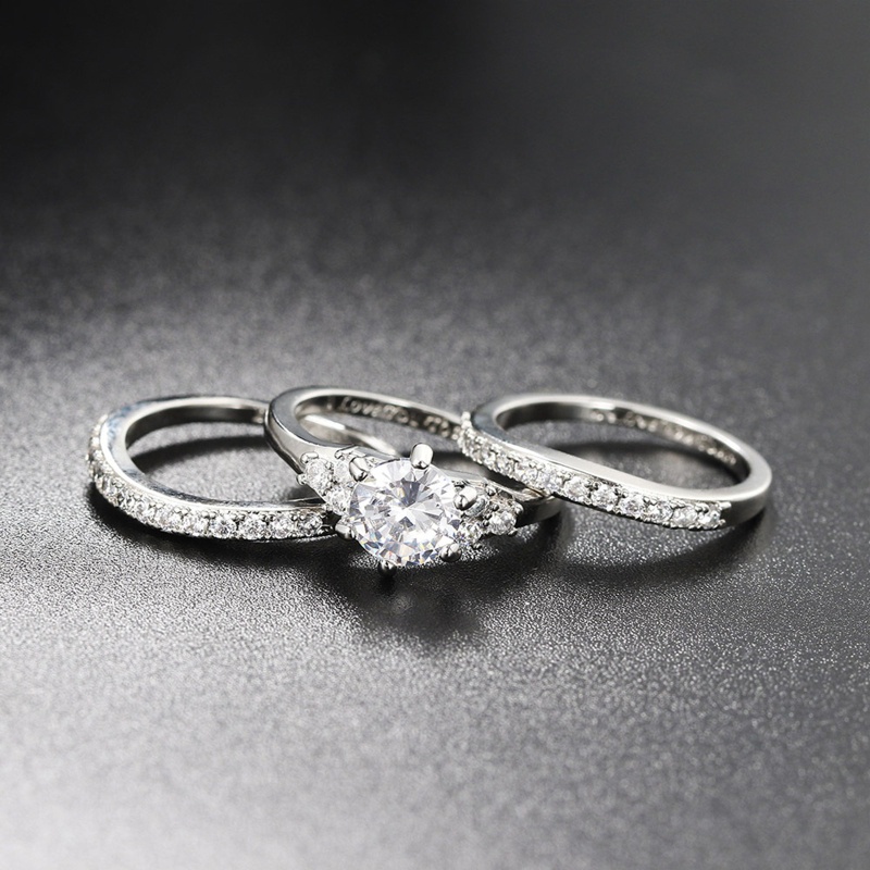 King Bộ Ba Mảnh Thắt Nút Đính Đá Zircon Tròn In Chữ I Love You for Always with AAA Phổ Biến Cho Đính Hôn