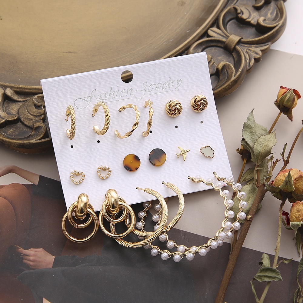 Set 5/6/9/17 cặp khuyên tai thời trang nữ